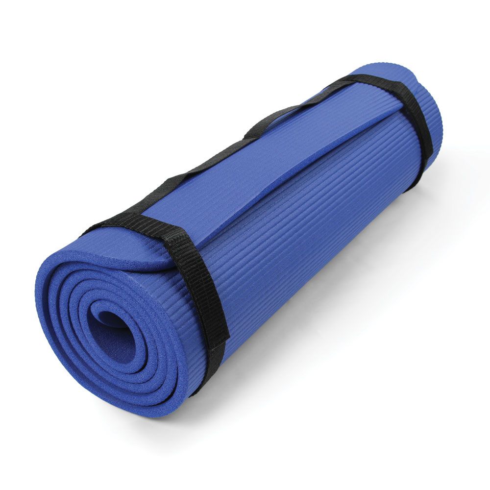 Pilates mat van 10 mm dik in de kleur blauw voor grip en demping Pilates mat van 10 mm dik in de kleur blauw voor grip en demping