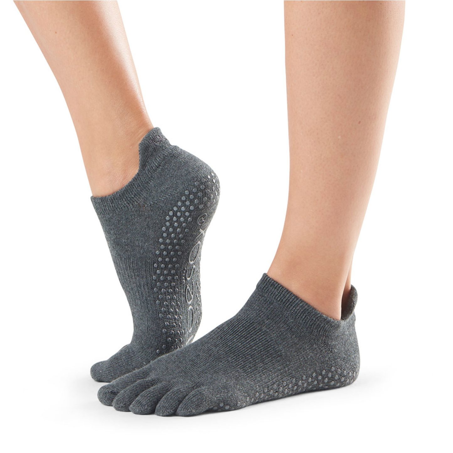 Antislip Sokken Low Rise Met Tenen Charcoal Grey - ToeSox Antislip Sokken Low Rise Met Tenen Charcoal Grey - ToeSox
