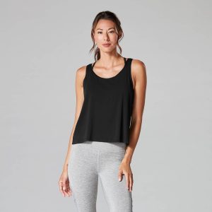 Tank top dames met ronde hals in zwart