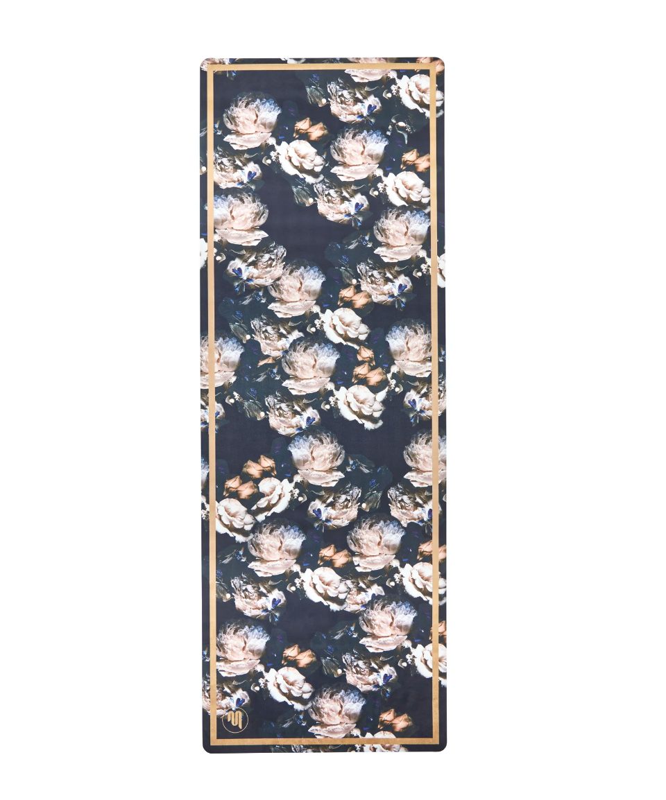 Luxe Eco Yoga Mat Peony Print With Gold Trim - 3 mm - MoveActive Luxe Eco Yoga Mat Peony Print With Gold Trim - 3 mm - MoveActive