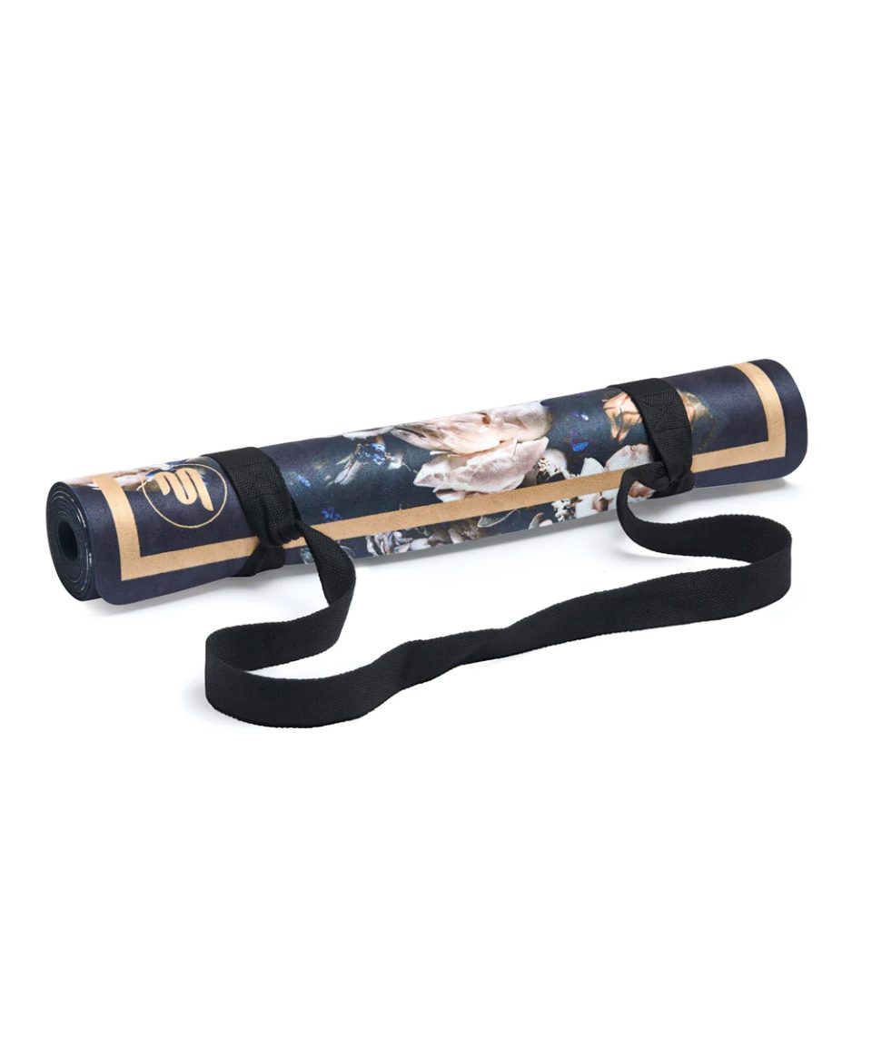 Luxe Eco Yoga Mat Peony Print With Gold Trim - 3 mm - MoveActive Luxe Eco Yoga Mat Peony Print With Gold Trim - 3 mm - MoveActive