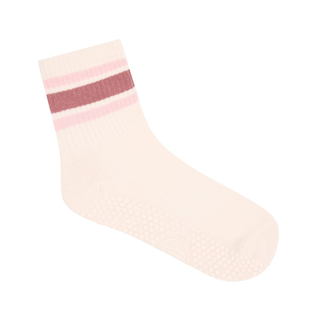 Antislip Sokken Crew Ribbed Sporty Stripe Blush - MoveActive Antislip Sokken Crew Ribbed Sporty Stripe Blush - MoveActive
