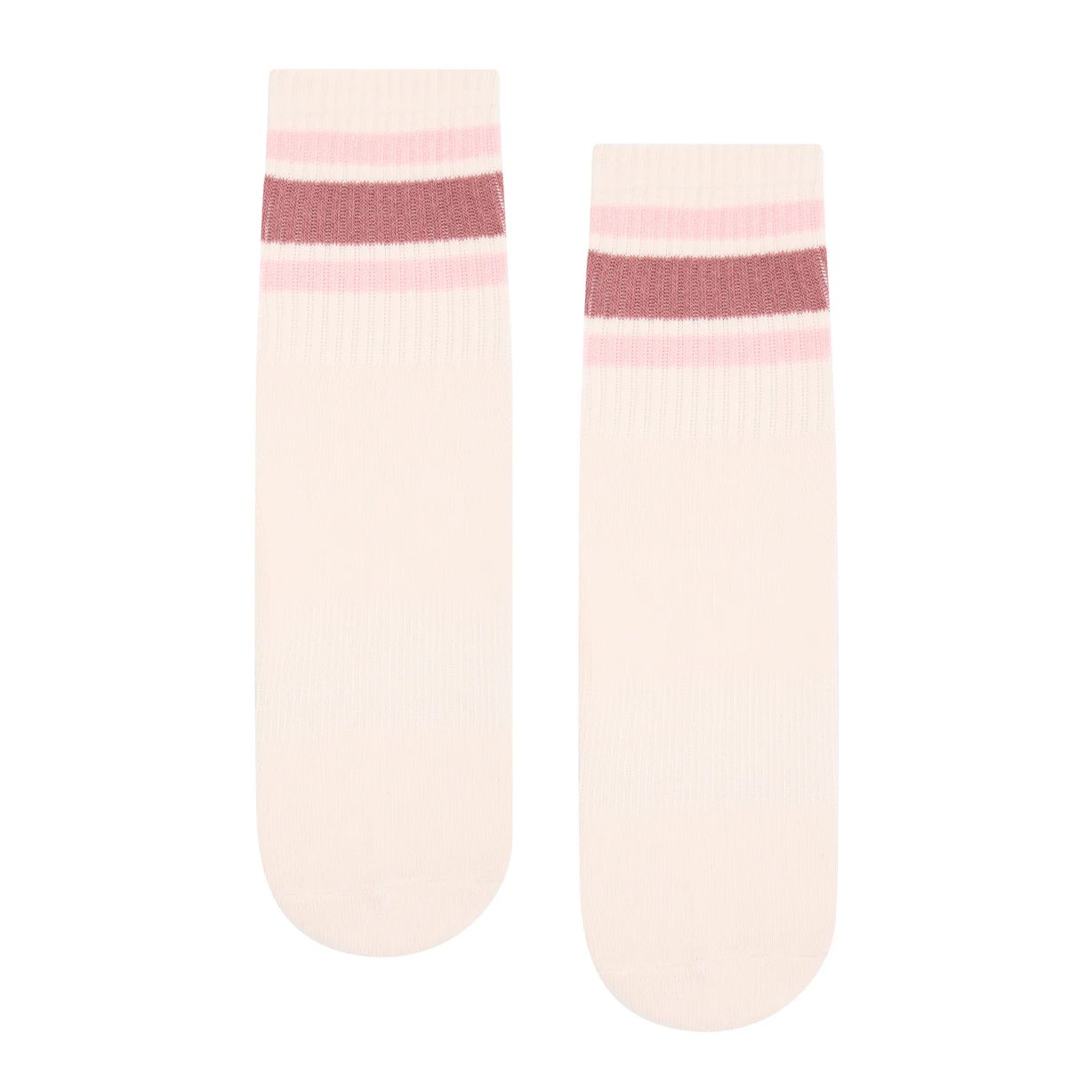 Antislip Sokken Crew Sporty Stripe Blush - Voor Yoga & Pilates Antislip Sokken Crew Ribbed Sporty Stripe Blush - MoveActive