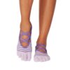 Antislip Sokken Elle met Tenen Grape Stripe - ToeSox Antislip Sokken Elle met Tenen Grape Stripe - ToeSox