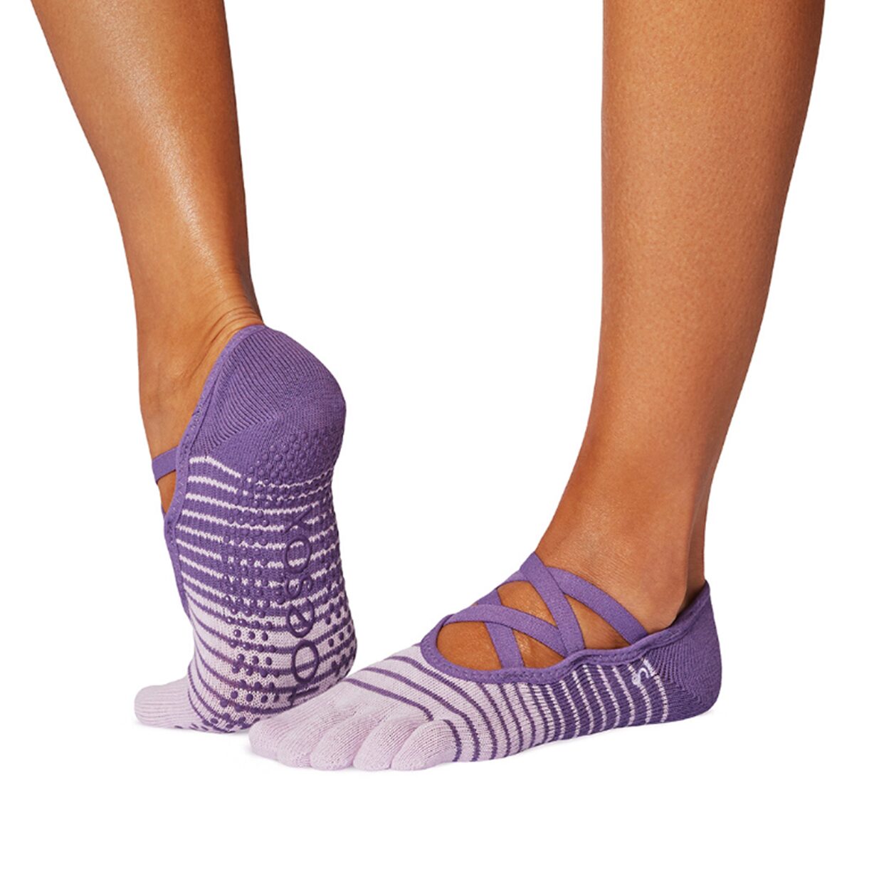 Antislip Sokken Elle met Tenen Grape Stripe - ToeSox Nu bij YogaPilatesshop Antislip Sokken Elle met Tenen Grape Stripe - ToeSox