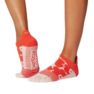 Antislip Sokken Low Rise met Tenen Hot Coral Floral - ToeSox