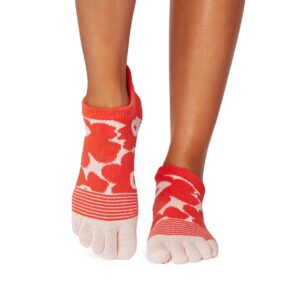 Antislip Sokken Low Rise met Tenen Hot Coral Floral - ToeSox
